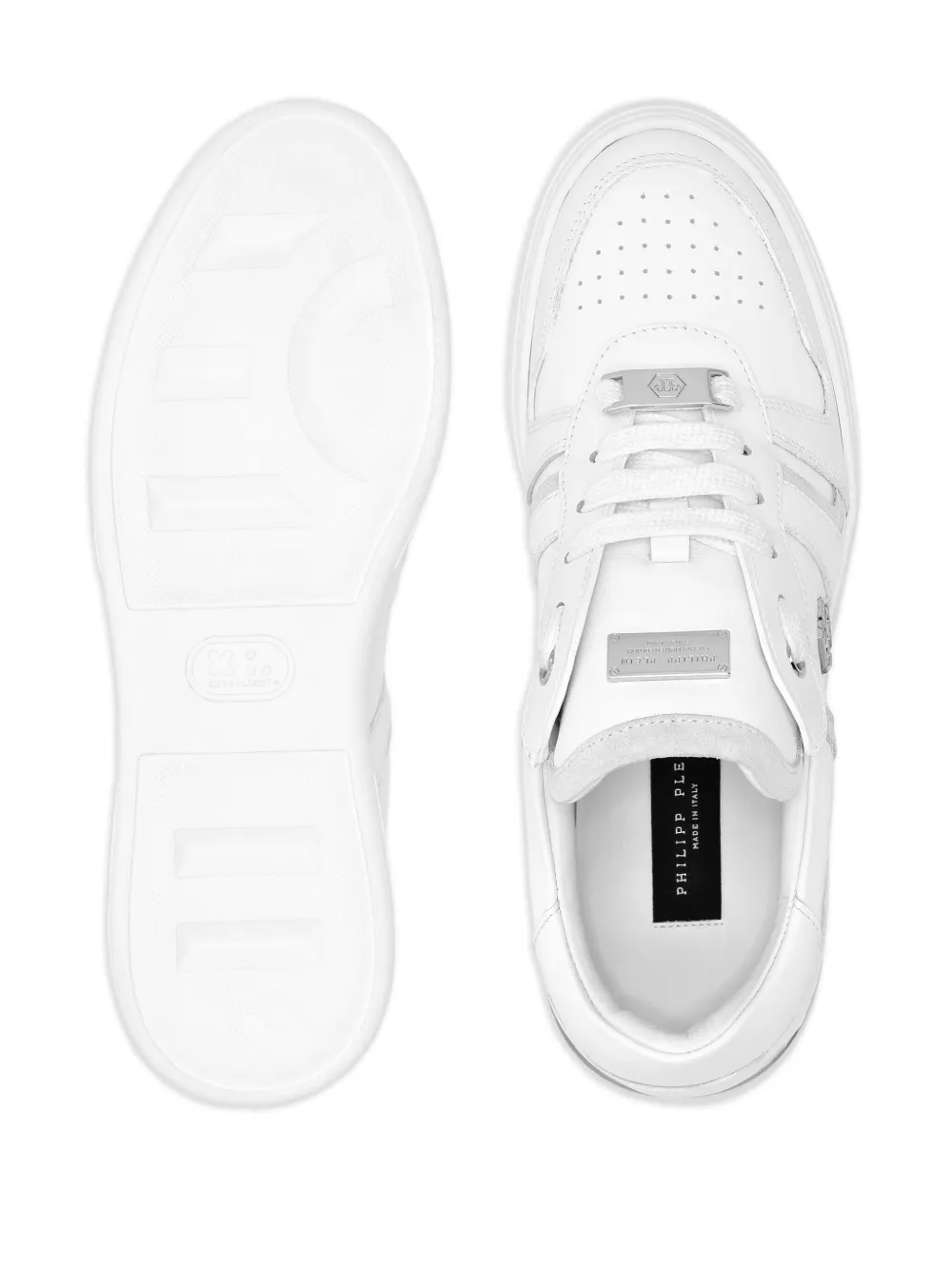 Philipp Plein Gestreepte low-top sneakers Wit