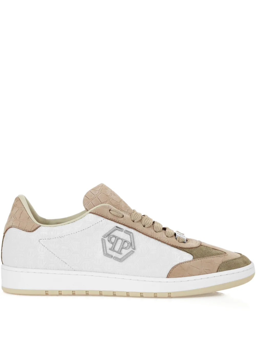 Philipp Plein Mixed Monogram crocodile-effect sneakers | Neutrals | Image 1