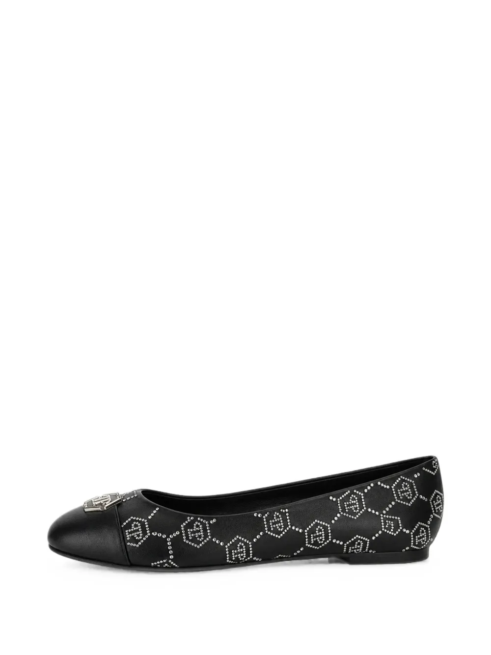 Philipp Plein nappa-leather ballerina flats monogram strass Zwart