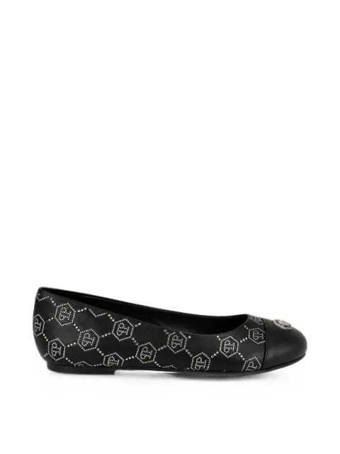 Philipp Plein bailarinas de piel de napa con monograma y apliques de strass