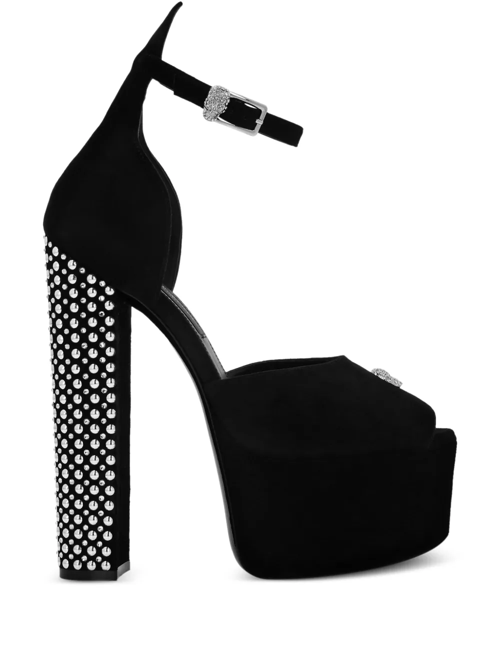 Philipp Plein Sandalen met plateauzool en doodskop Zwart