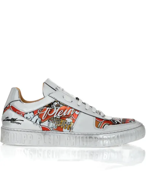 Philipp Plein metallic leather eagle-print sneakers