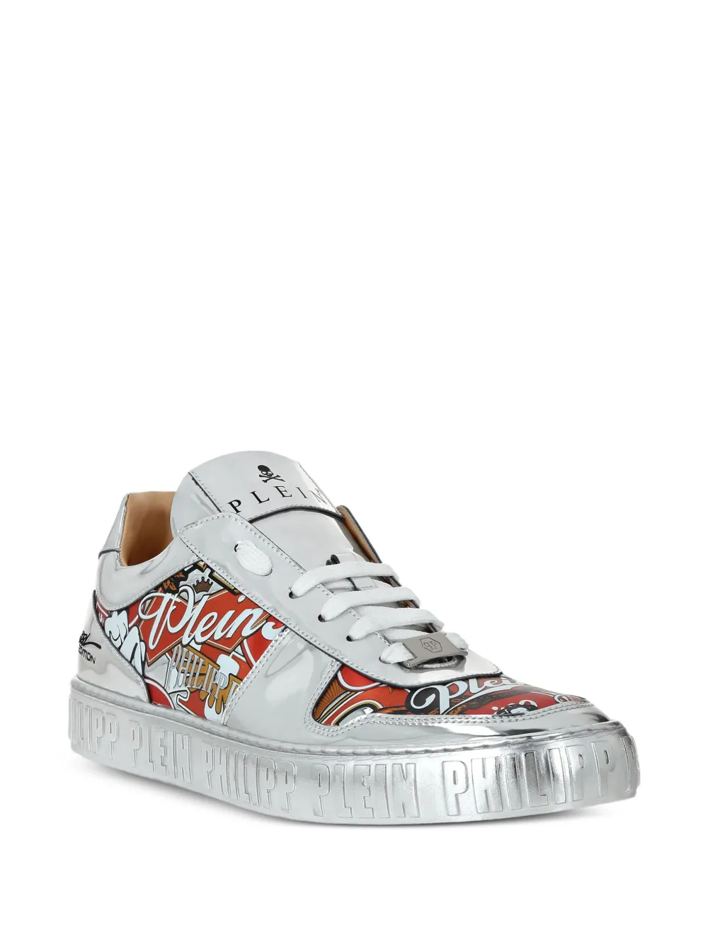 Philipp Plein metallic leather eagle-print sneakers | Low-Tops | Image 2