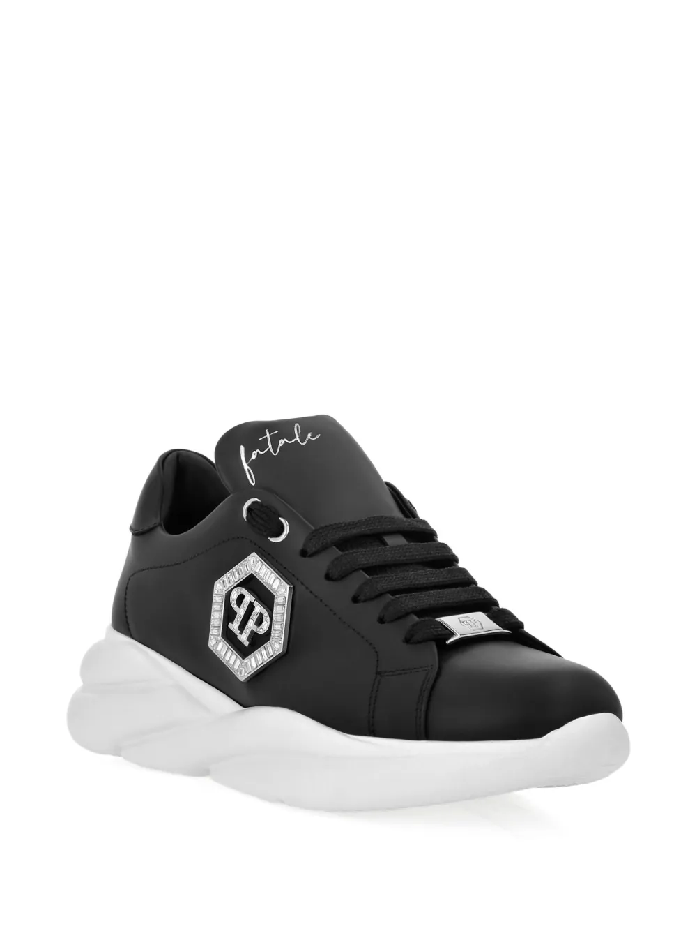 Philipp Plein crystal-embellished leather sneakers Black