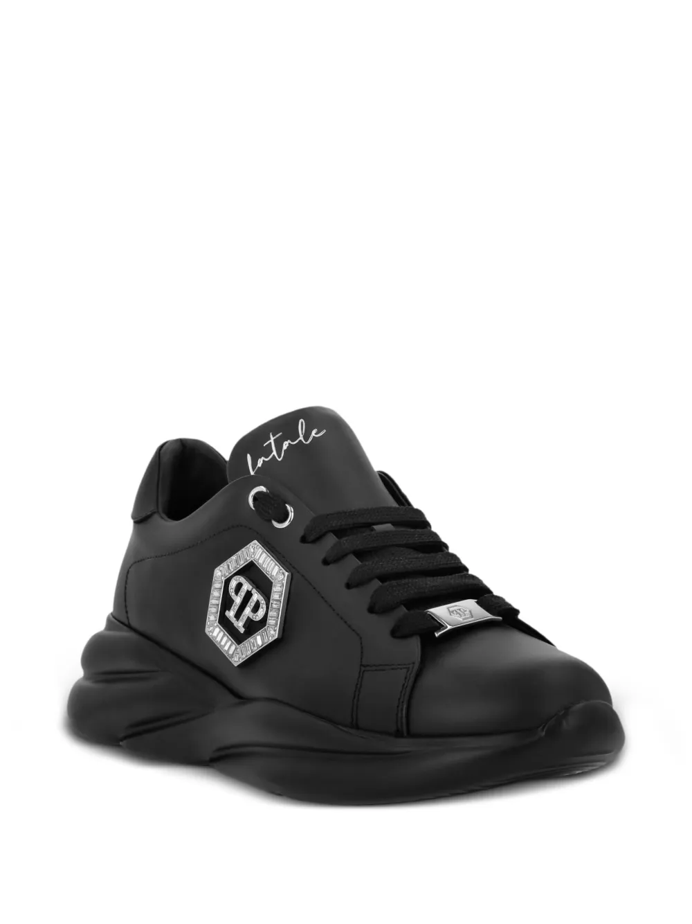 Philipp Plein crystal-embellished leather sneakers Black
