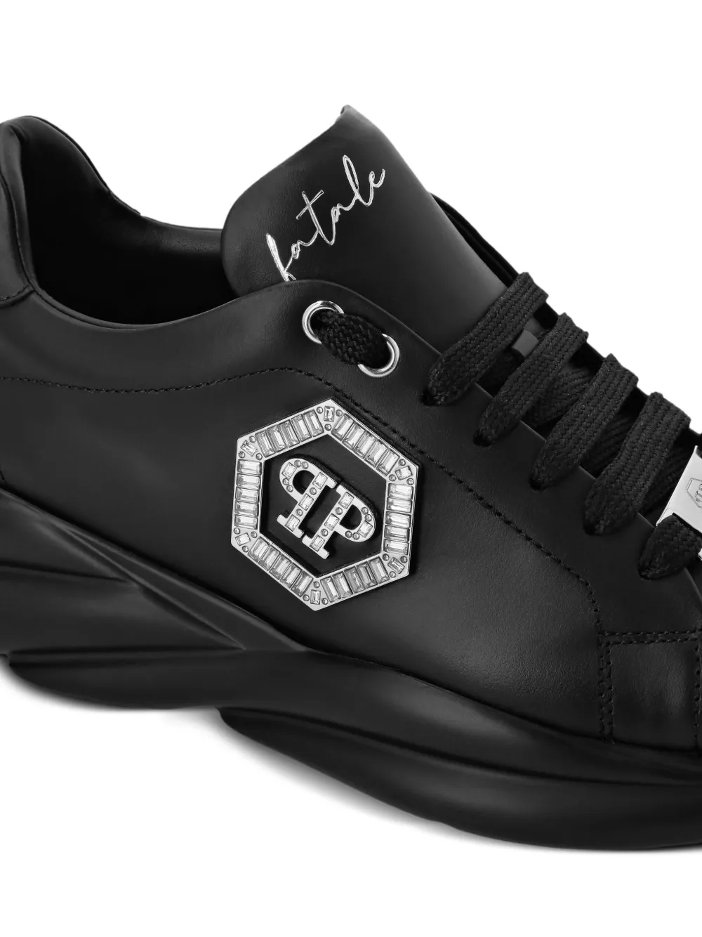 Philipp Plein crystal-embellished leather sneakers Black