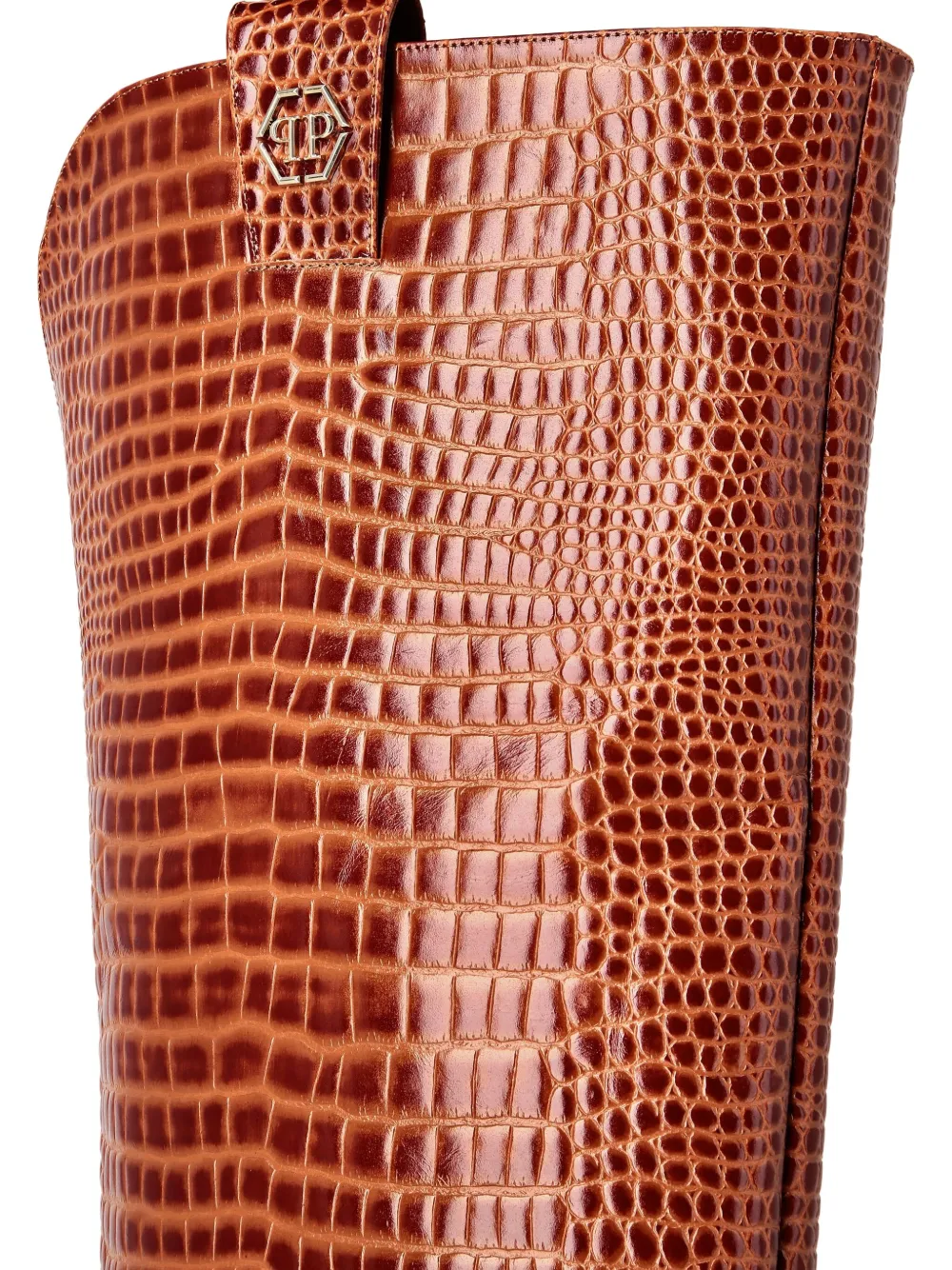 Philipp Plein 55mm crocodile-print over-the-knee boots Brown