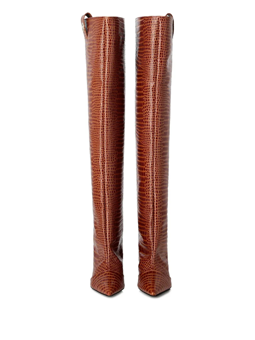 Philipp Plein 55 mm overknee laarzen met krokodillenprint Bruin