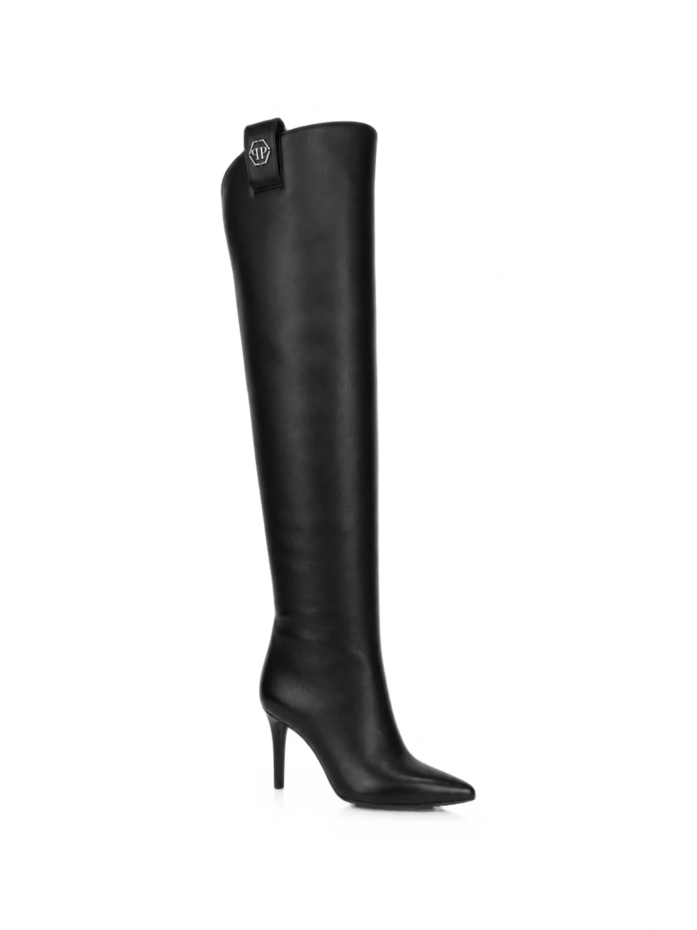 Philipp Plein nappa-leather low-heel overknee boots hexagon