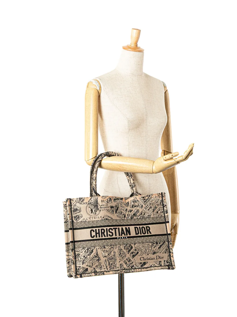 Pre-owned Dior 2023 Medium Embroidered Canvas Plan De Paris Book Tote Bag