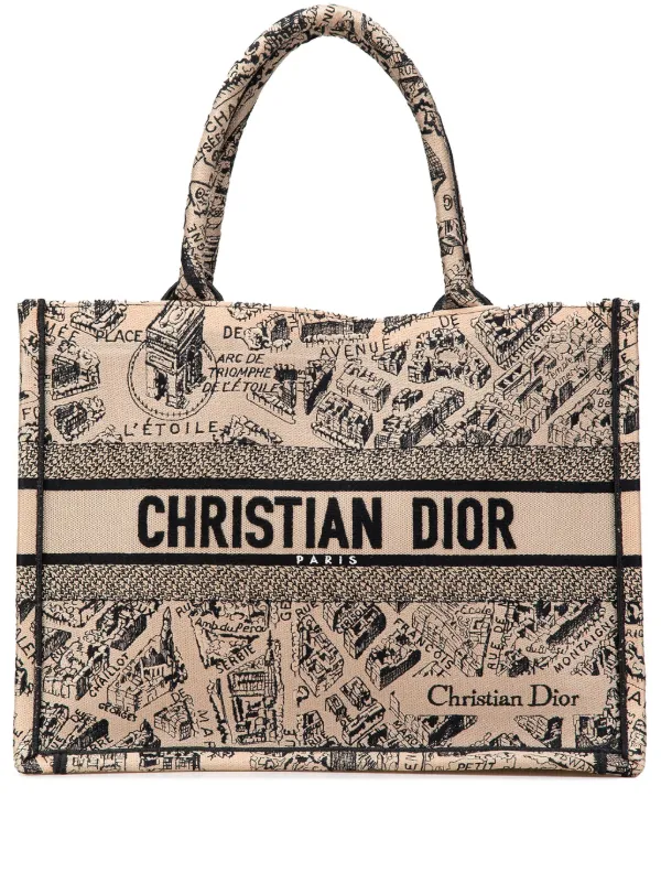 バッグ Christian Dior Book Tote (Plan de Paris) Medium Dior Book Tote Black and White Plan de Paris