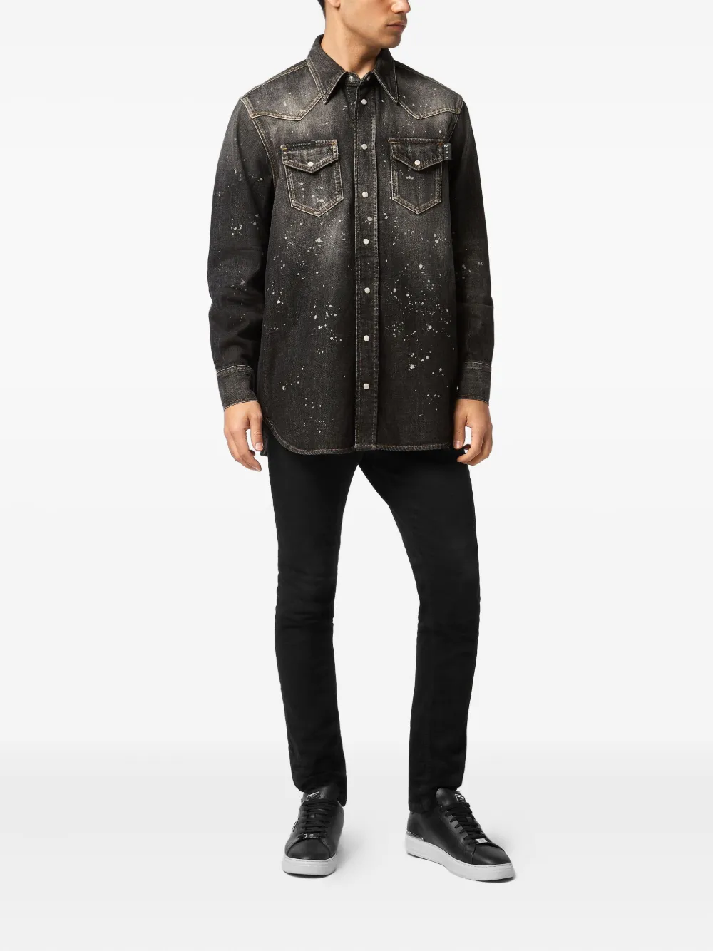 Philipp Plein Denim overhemd - Zwart