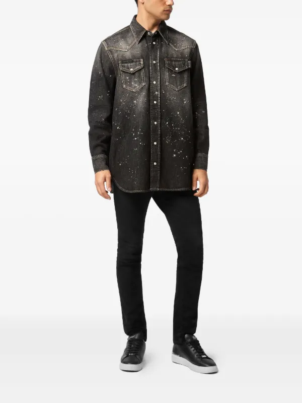 Philipp Plein オーバーサイズ デニムシャツ | ブラック | FARFETCH JP