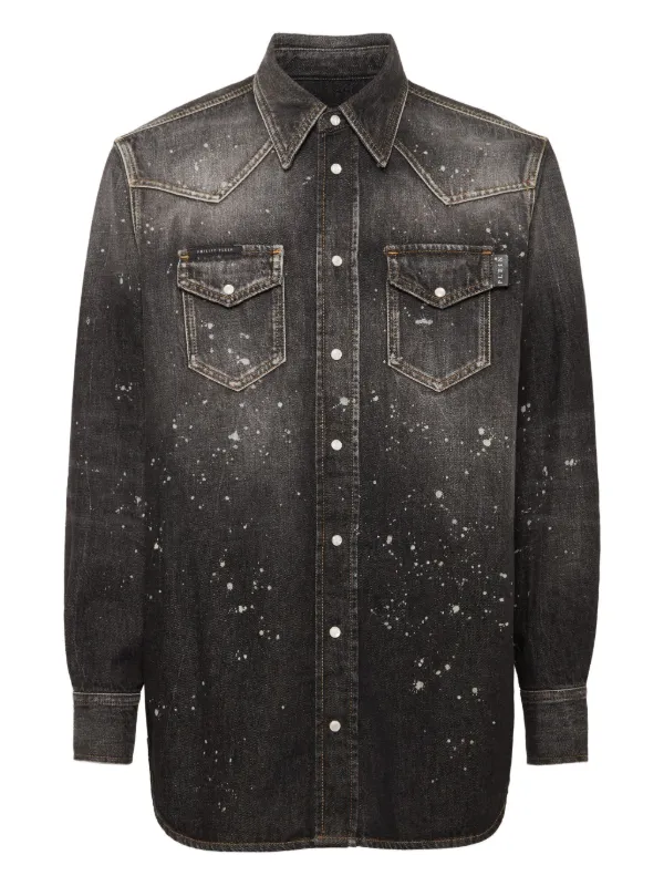 Philipp Plein オーバーサイズ デニムシャツ | ブラック | FARFETCH JP