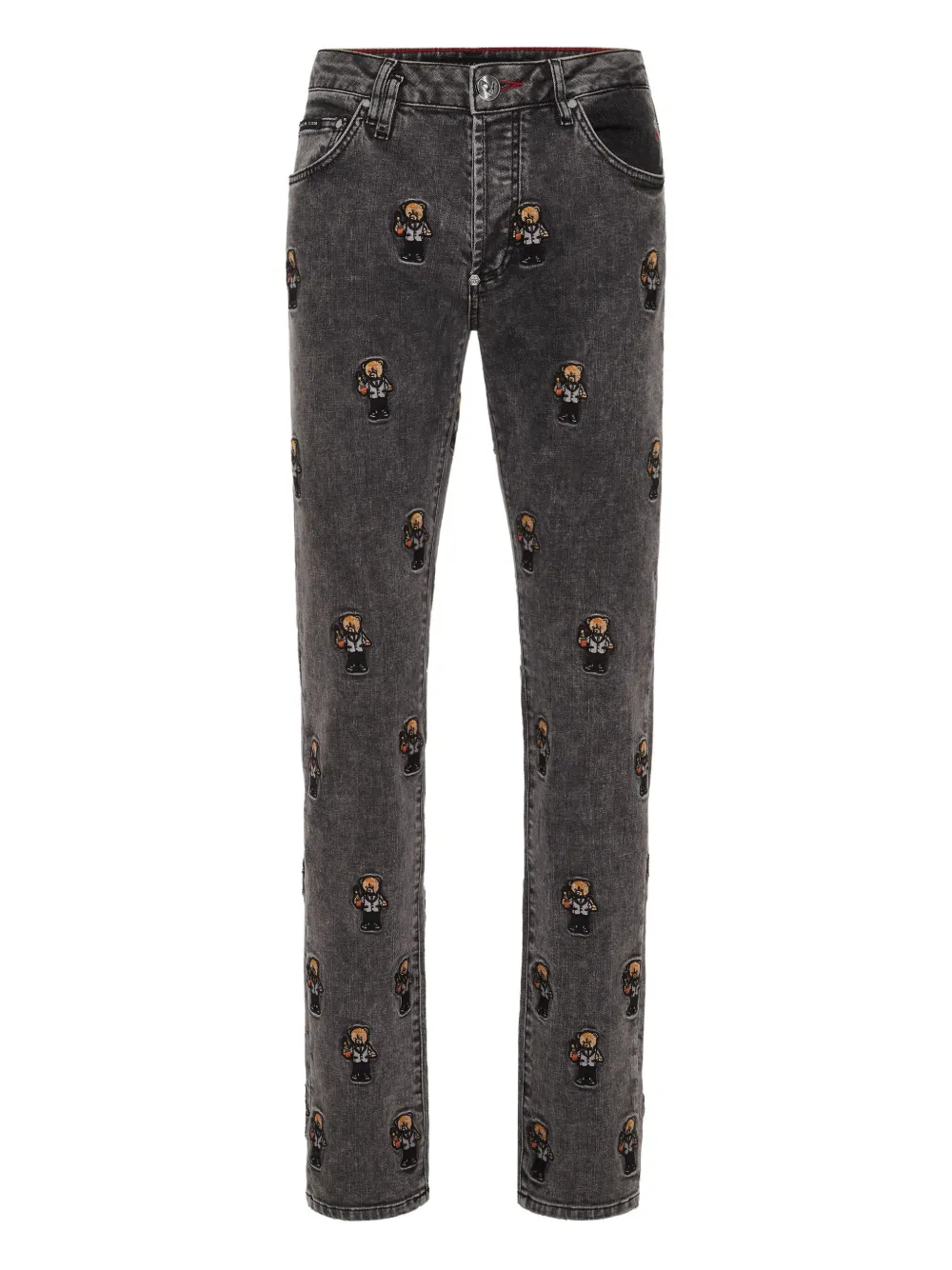 Philipp Plein Jeans met geborduurde beer Grijs