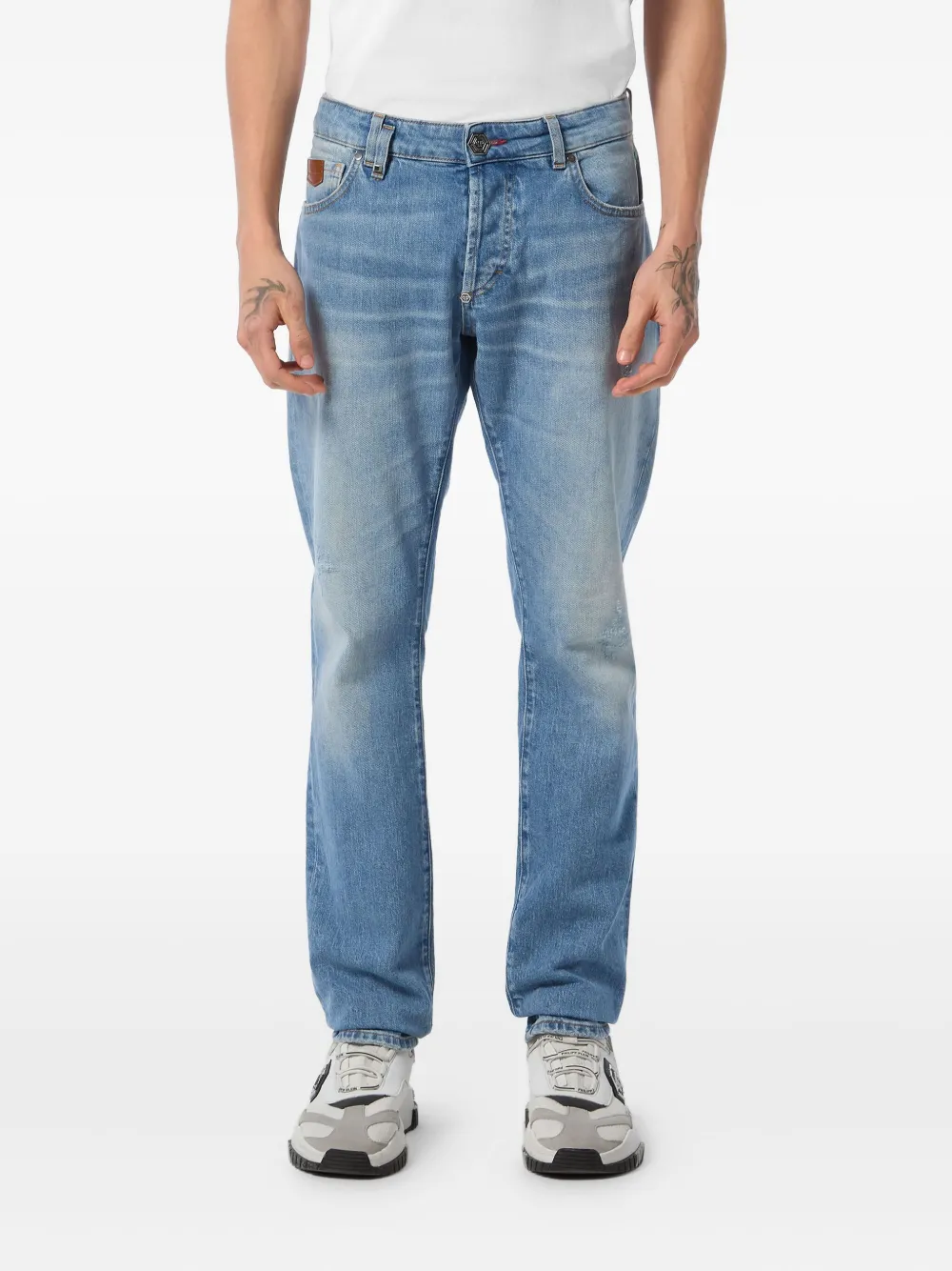 Philipp Plein Jeans met logoplakkaat Blauw