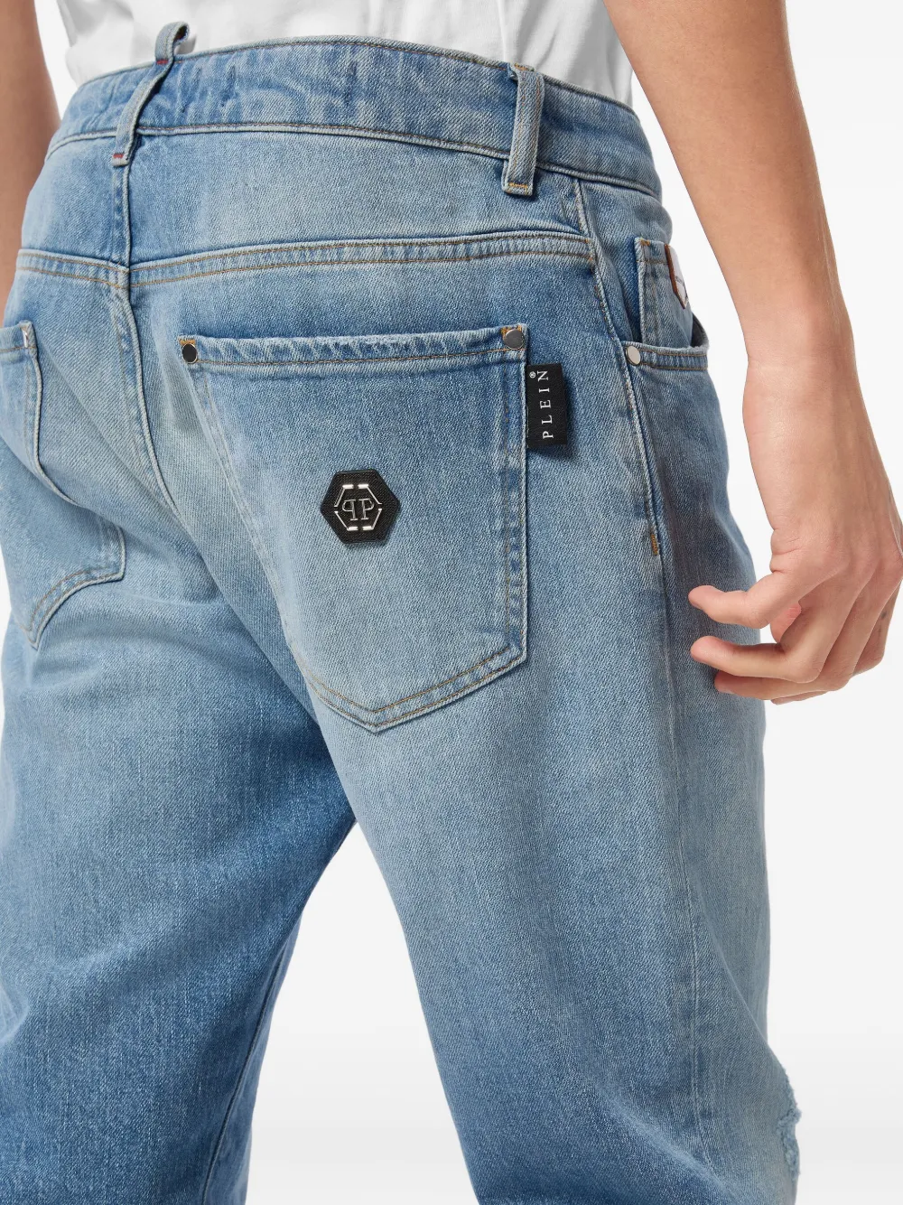 Philipp Plein Jeans met logoplakkaat Blauw