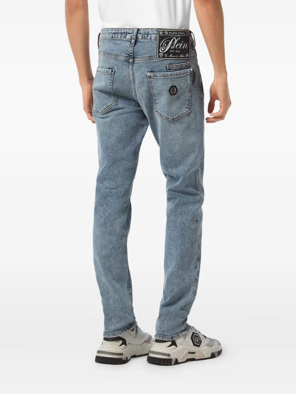 Philipp Plein Jeans met logopatch Blauw