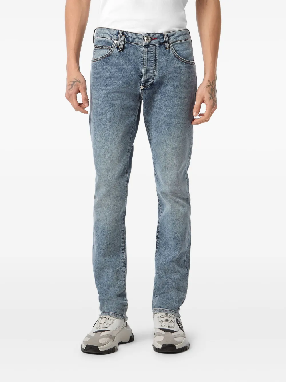 Philipp Plein Jeans met logopatch Blauw