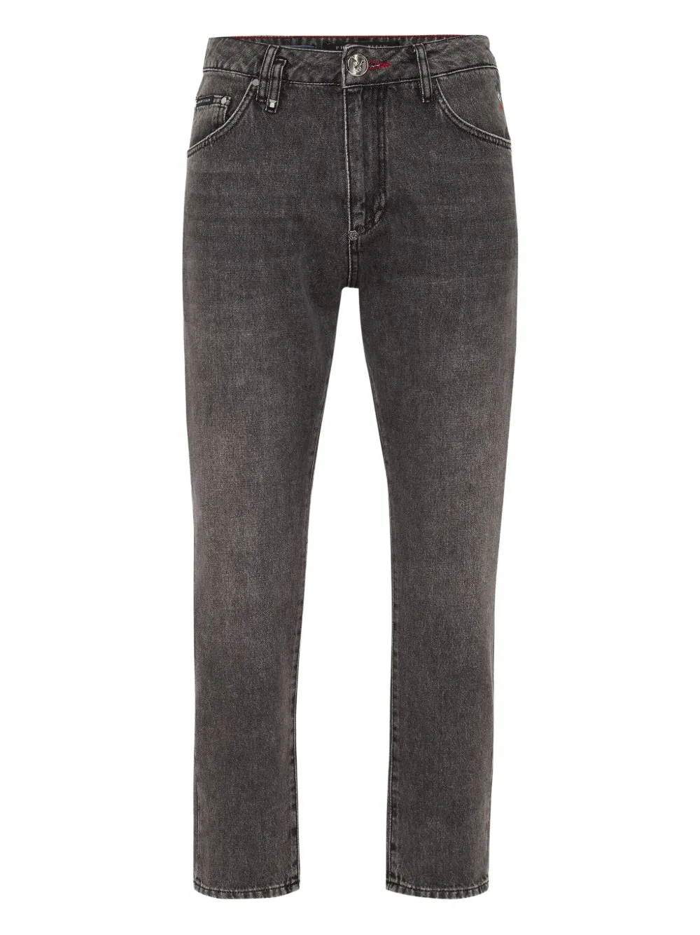 Philipp Plein Detroit Fit jeans met logoplakkaat Grijs