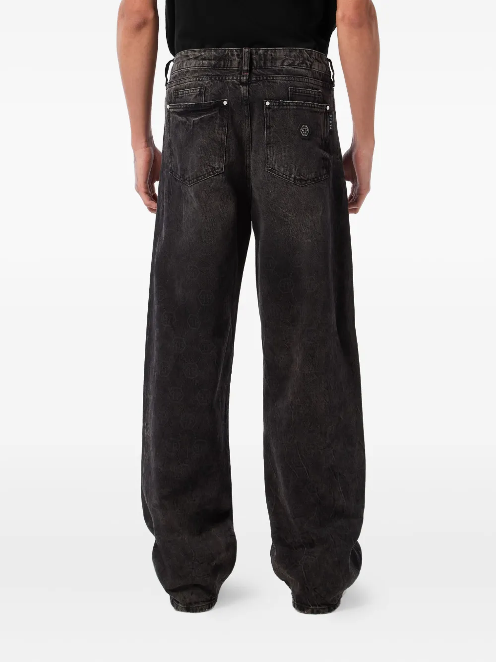 Philipp Plein Jeans verfraaid met logopatch Grijs