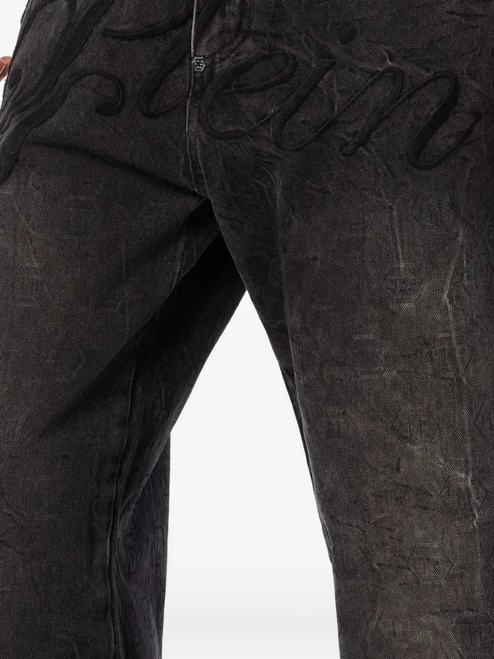 Philipp Plein Jeans verfraaid met logopatch Grijs