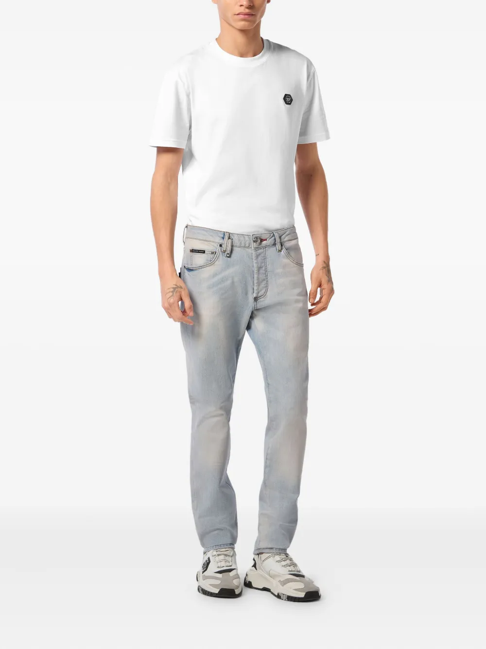 Philipp Plein Flying Money straight-leg jeans Blauw