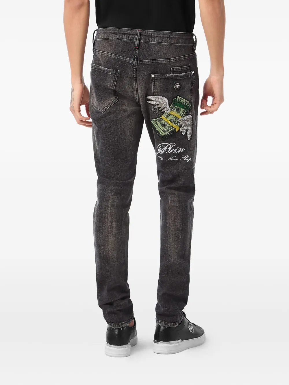 Philipp Plein Flying Money straight-leg jeans Zwart