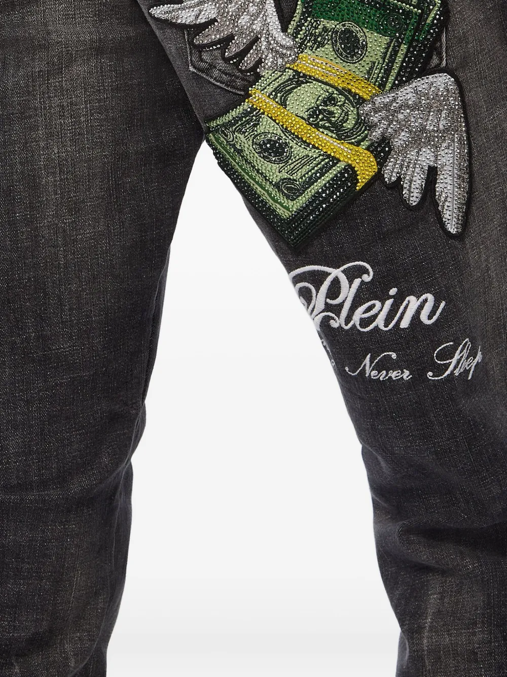 Philipp Plein Flying Money straight-leg jeans Zwart