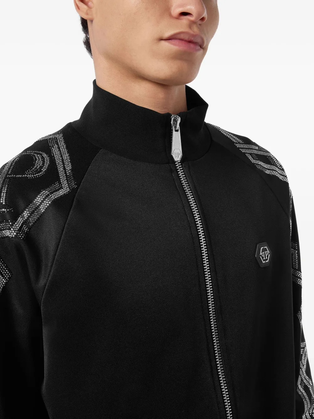 Philipp Plein chain-embellished track jacket Zwart