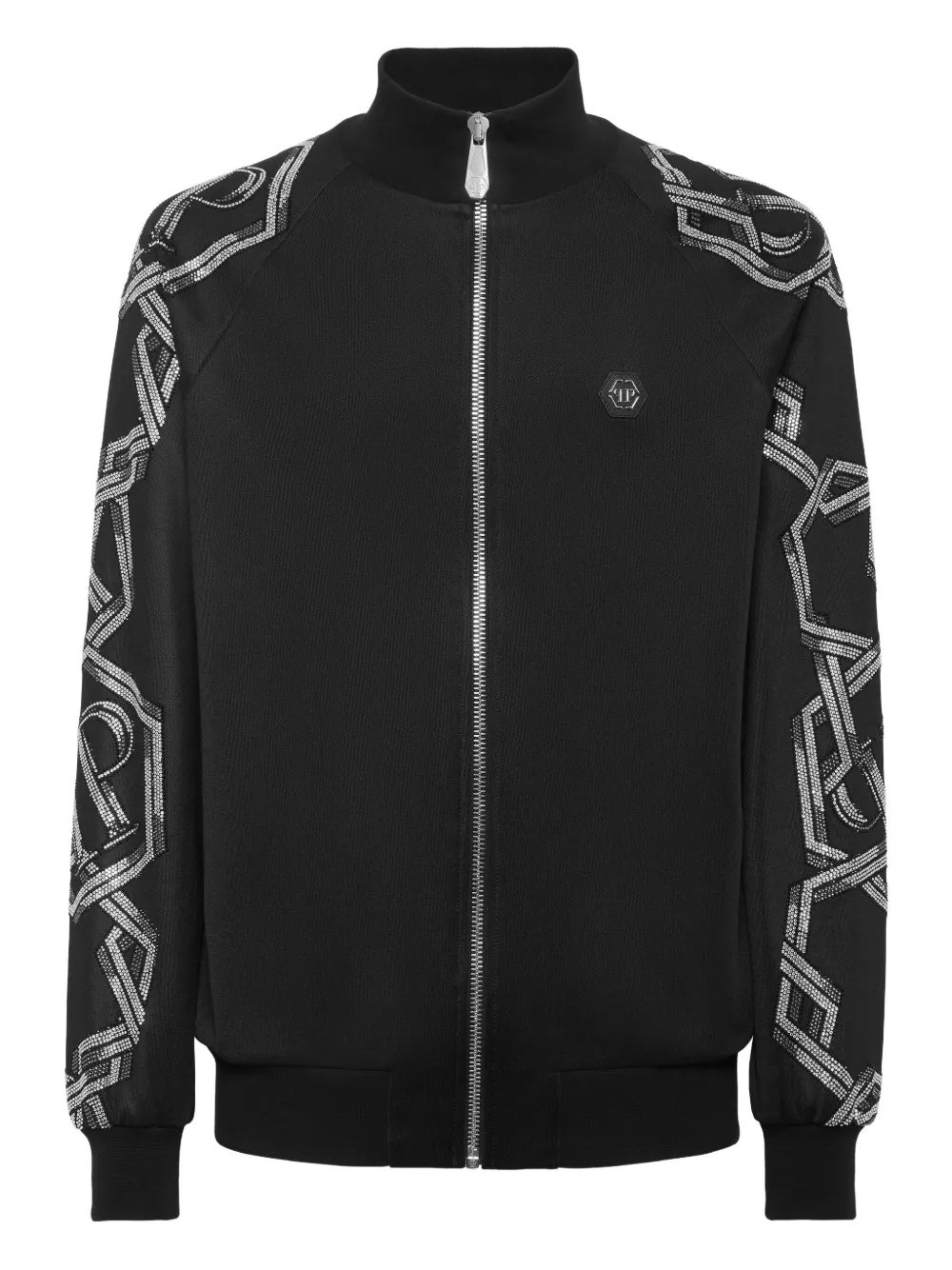 Philipp Plein chain-embellished track jacket Zwart