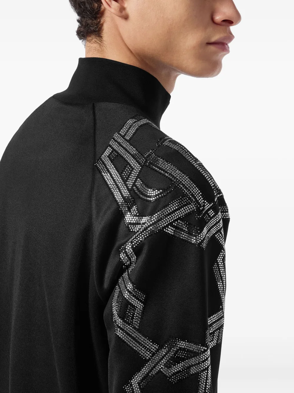 Philipp Plein chain-embellished track jacket Zwart