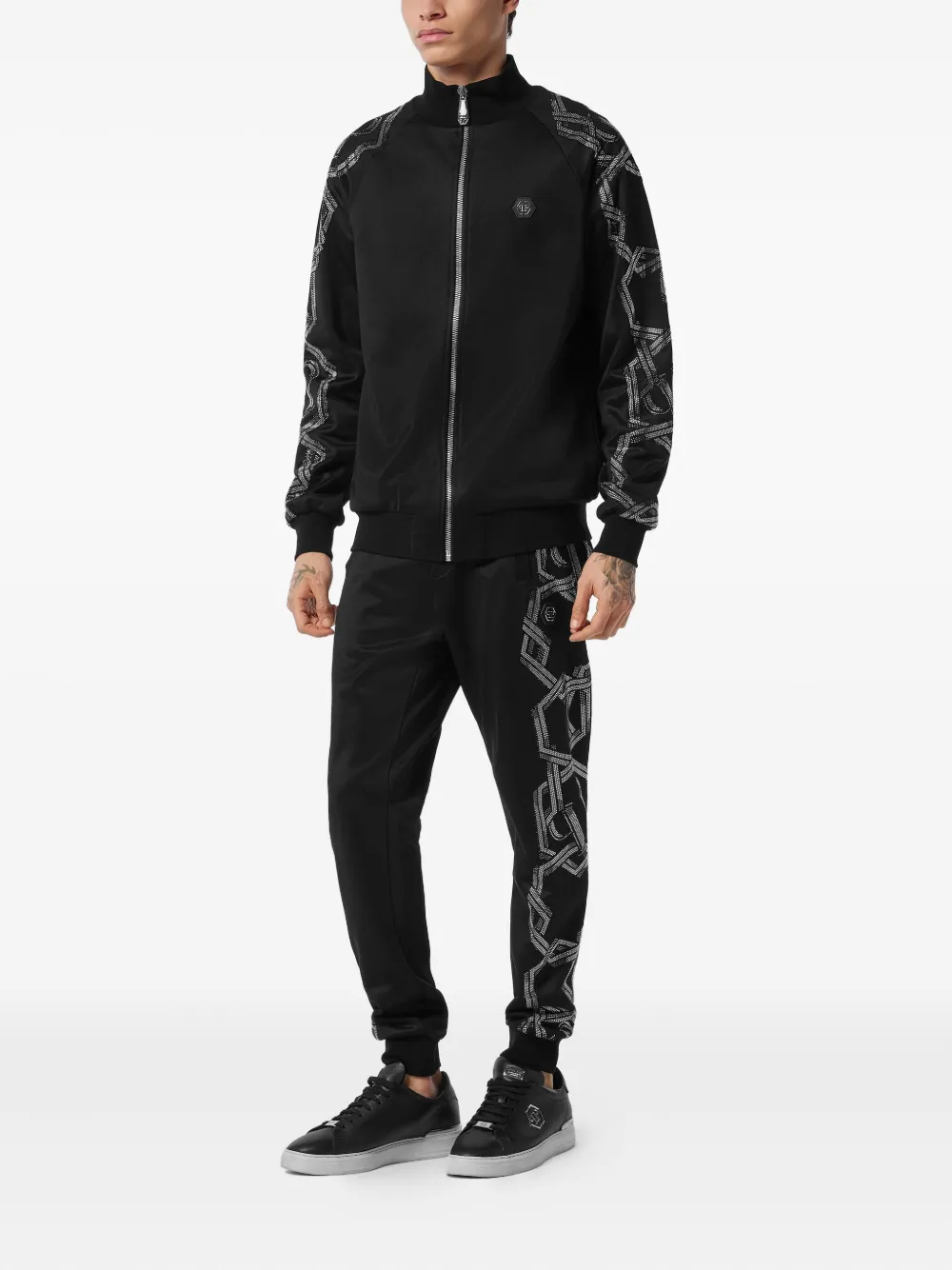 Philipp Plein chain-embellished track jacket Zwart