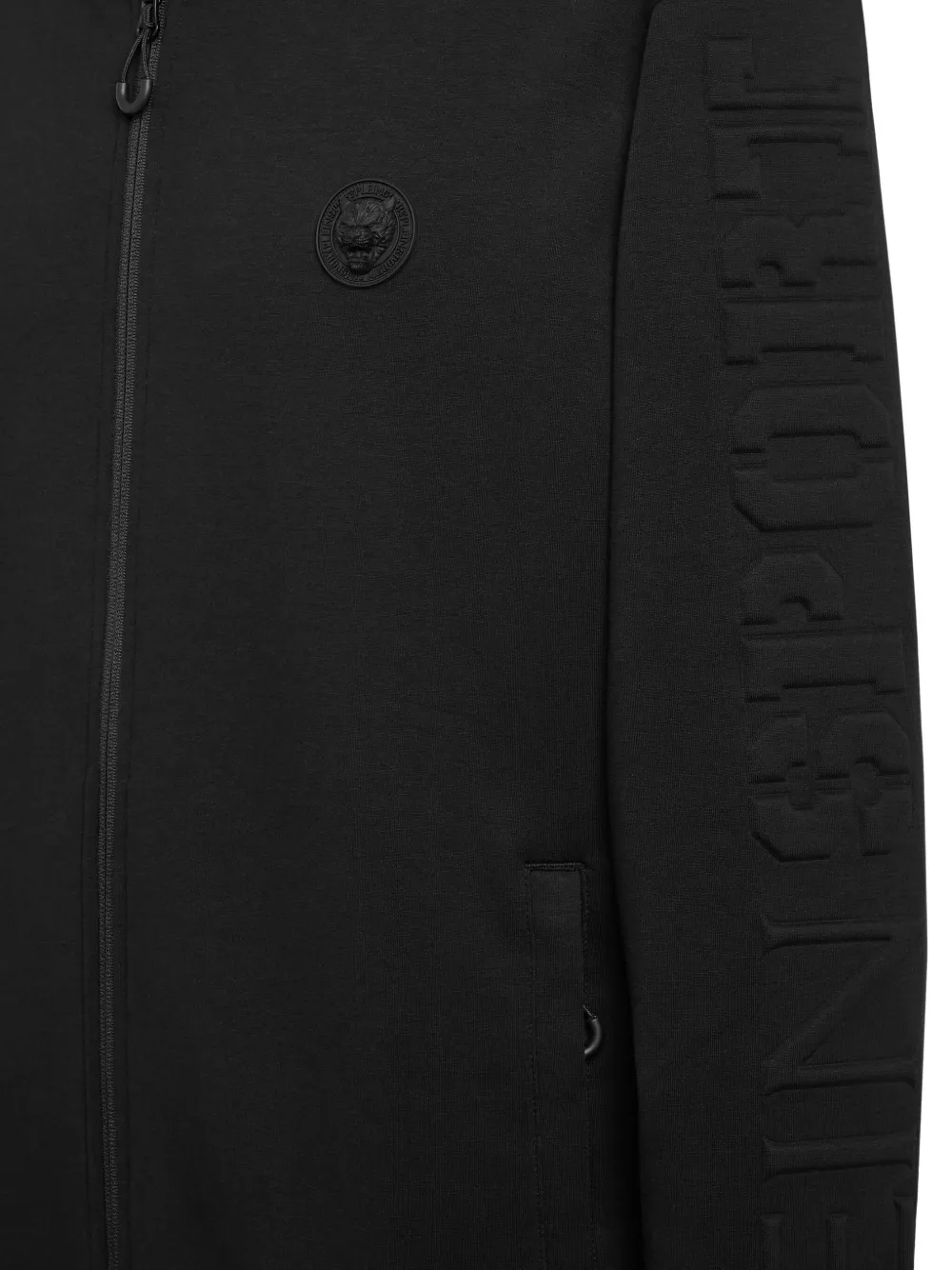 Plein Sport Sweater met capuchon en reliëf Zwart