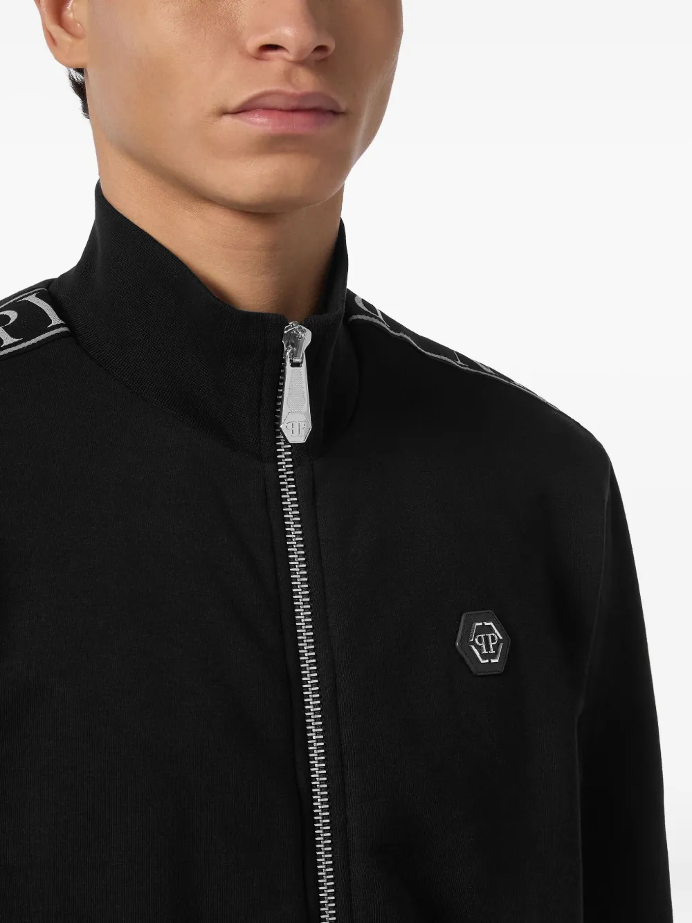 Philipp Plein Trainingsjack met logoband Zwart