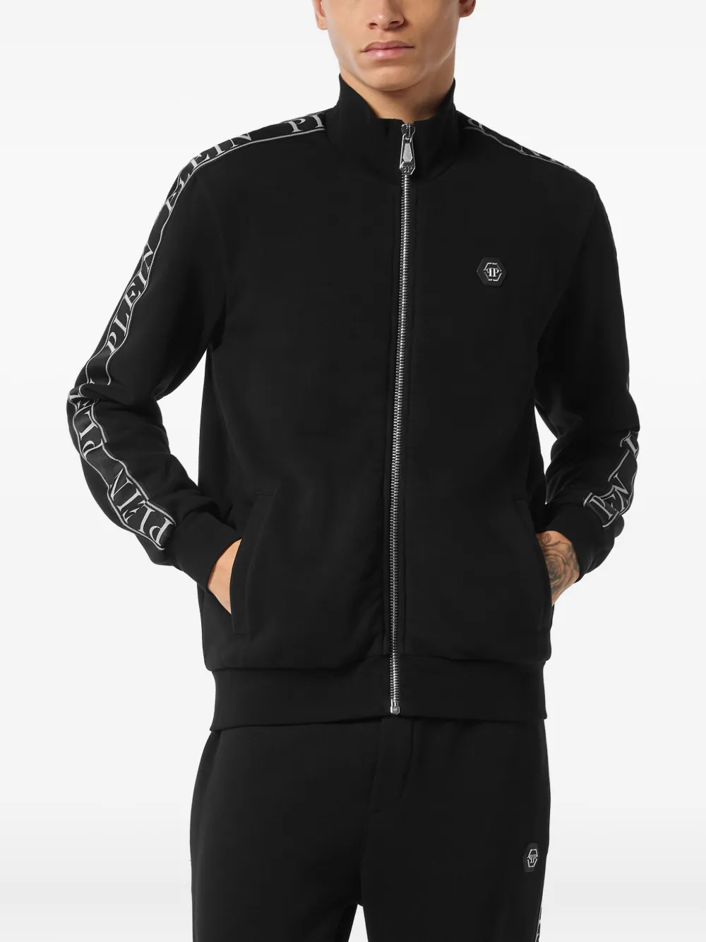 Philipp Plein Trainingsjack met logoband Zwart