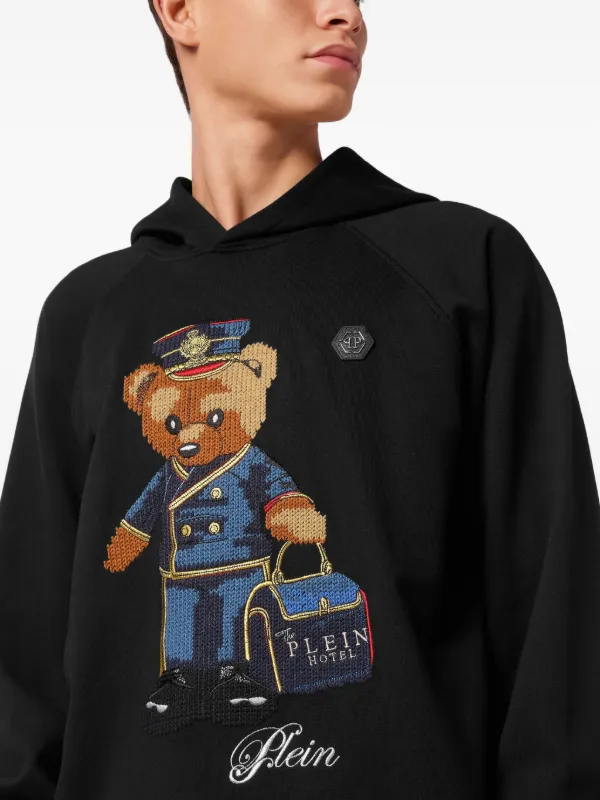 Philipp Plein Agasalho Teddy Doorman De Fleece Com Capuz | Preto