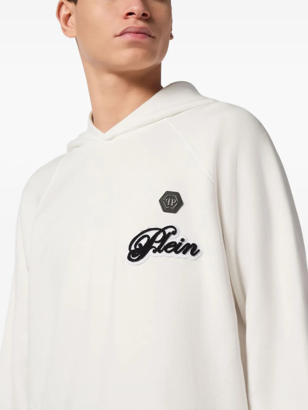 Philipp Plein logo-patch hoodie Beige