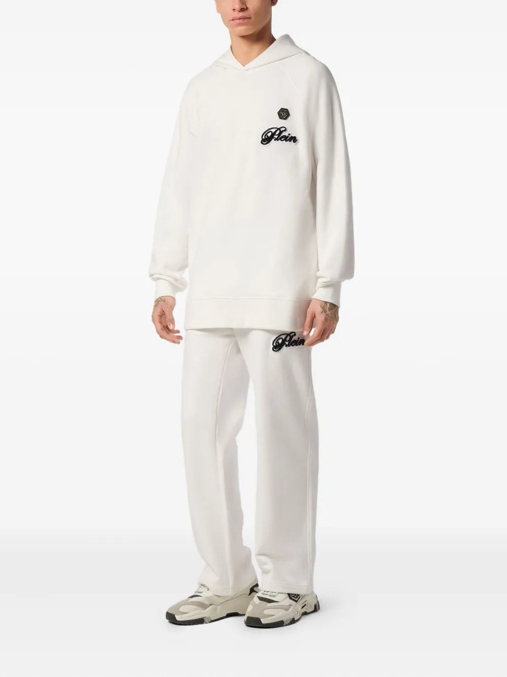 Philipp Plein logo-patch hoodie Beige