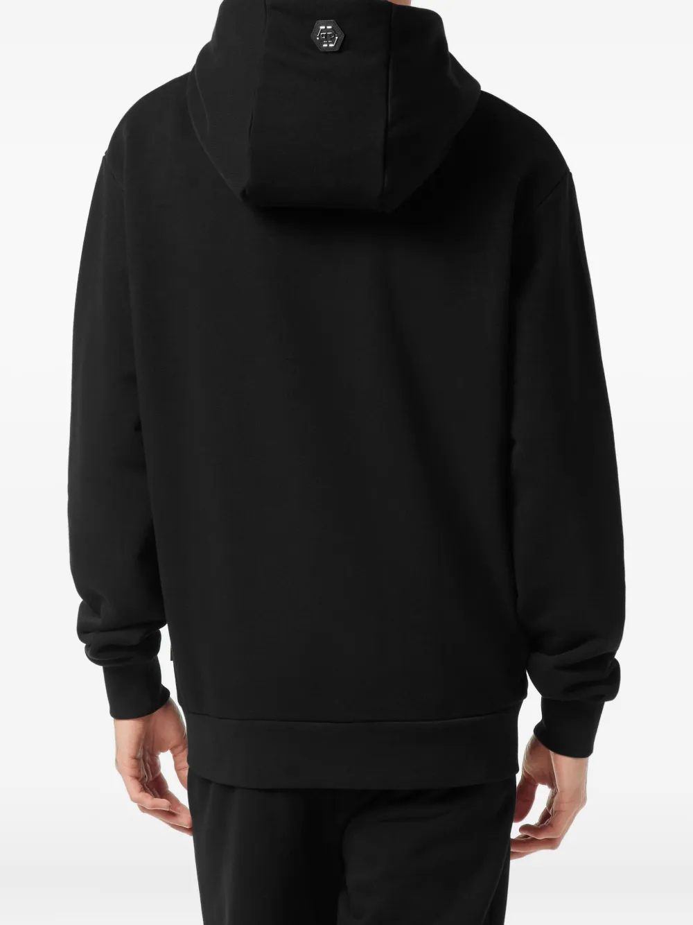 Philipp Plein Hoodie met rits en doodskop van stras Zwart