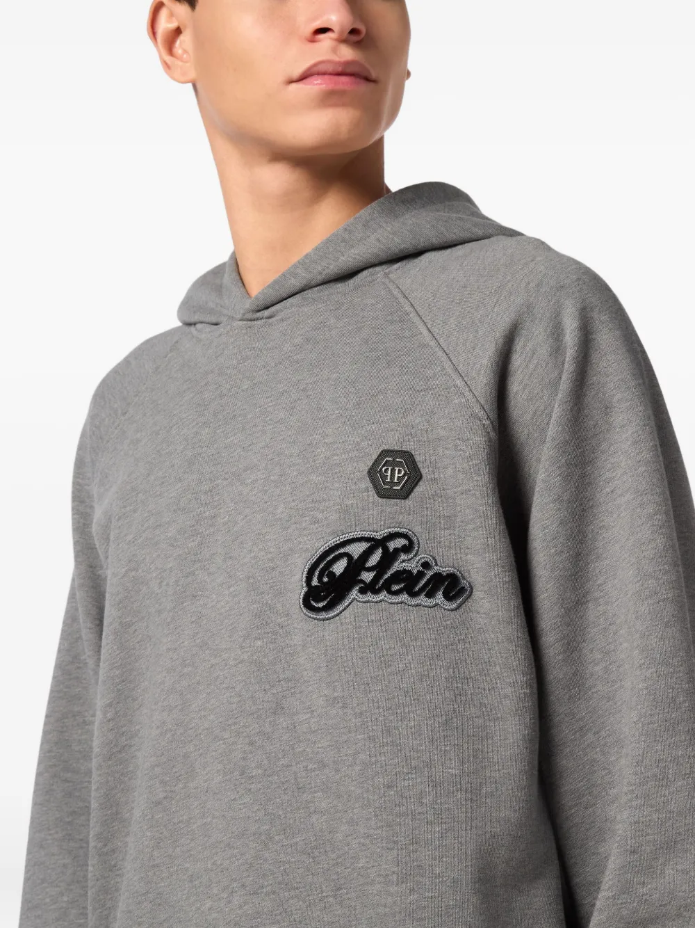 Philipp Plein logo-patch hoodie Grijs