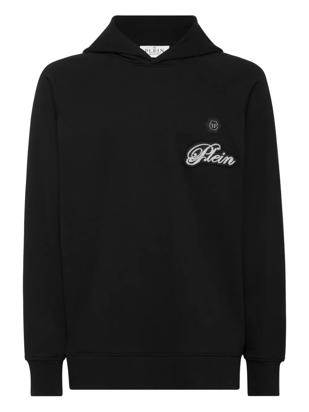 Philipp Plein Hoodie met logopatch en raglan mouwen Zwart