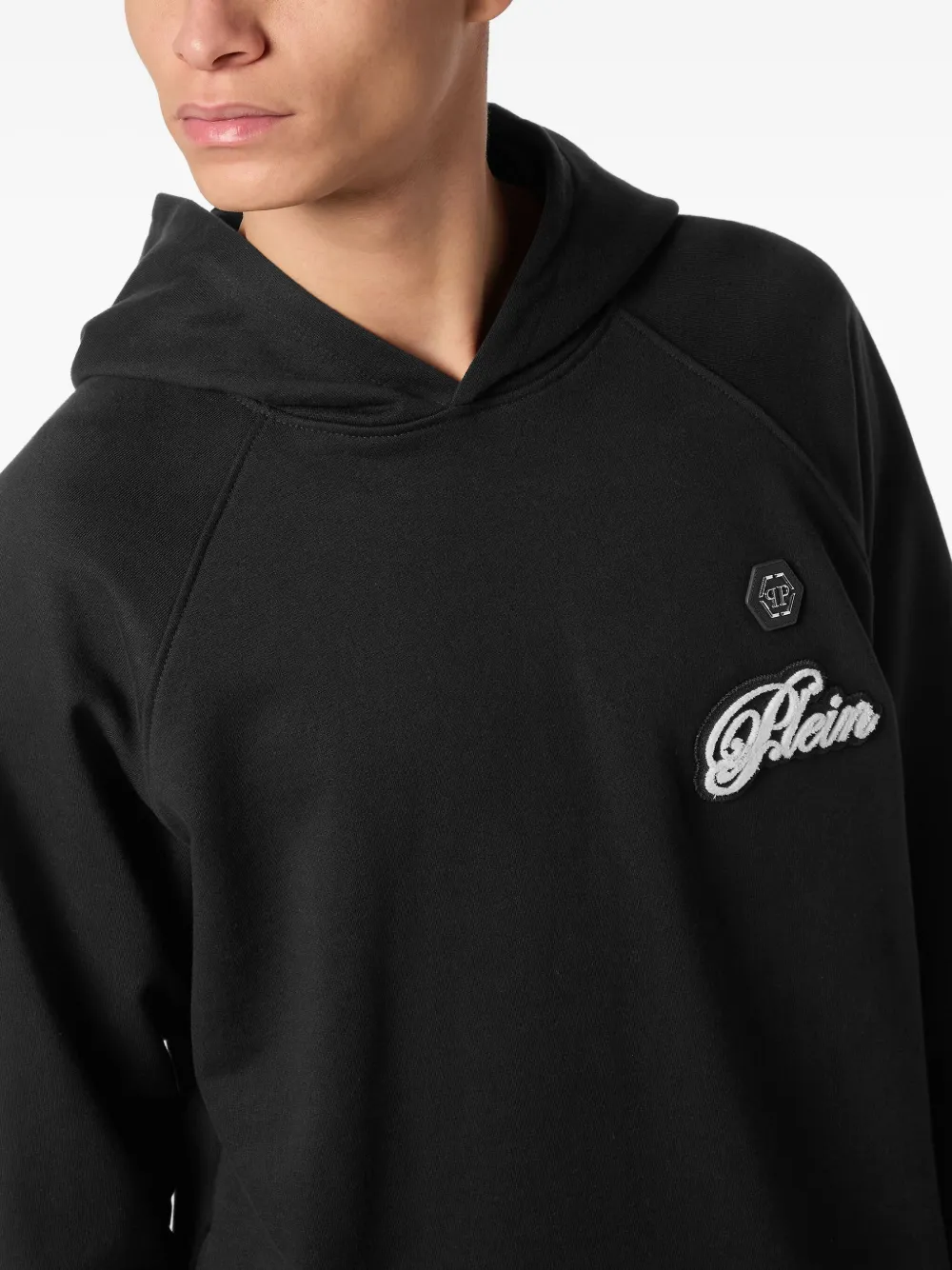 Philipp Plein Hoodie met logopatch en raglan mouwen Zwart