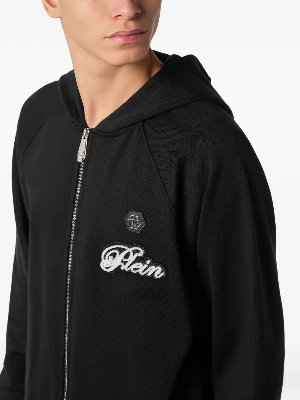 Philipp Plein Hoodie met logopatch Zwart