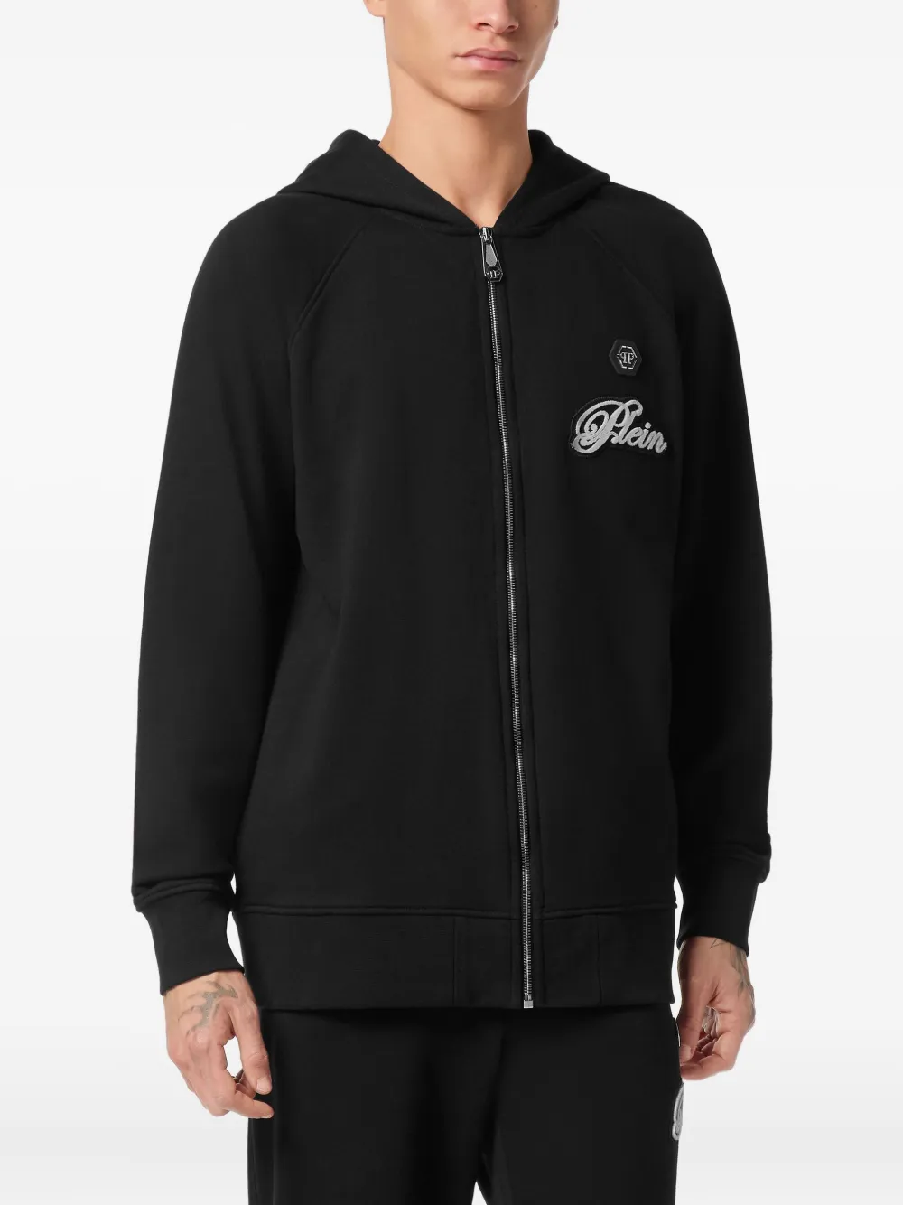 Philipp Plein Hoodie met logopatch Zwart
