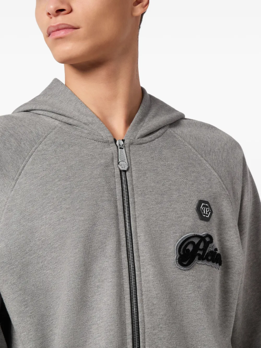Philipp Plein Hoodie met logopatch Grijs