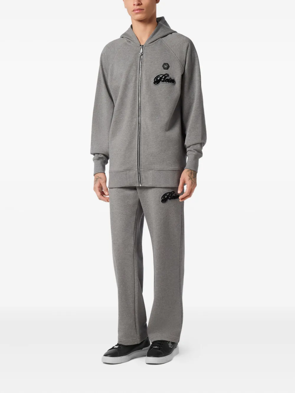Philipp Plein Hoodie met logopatch Grijs