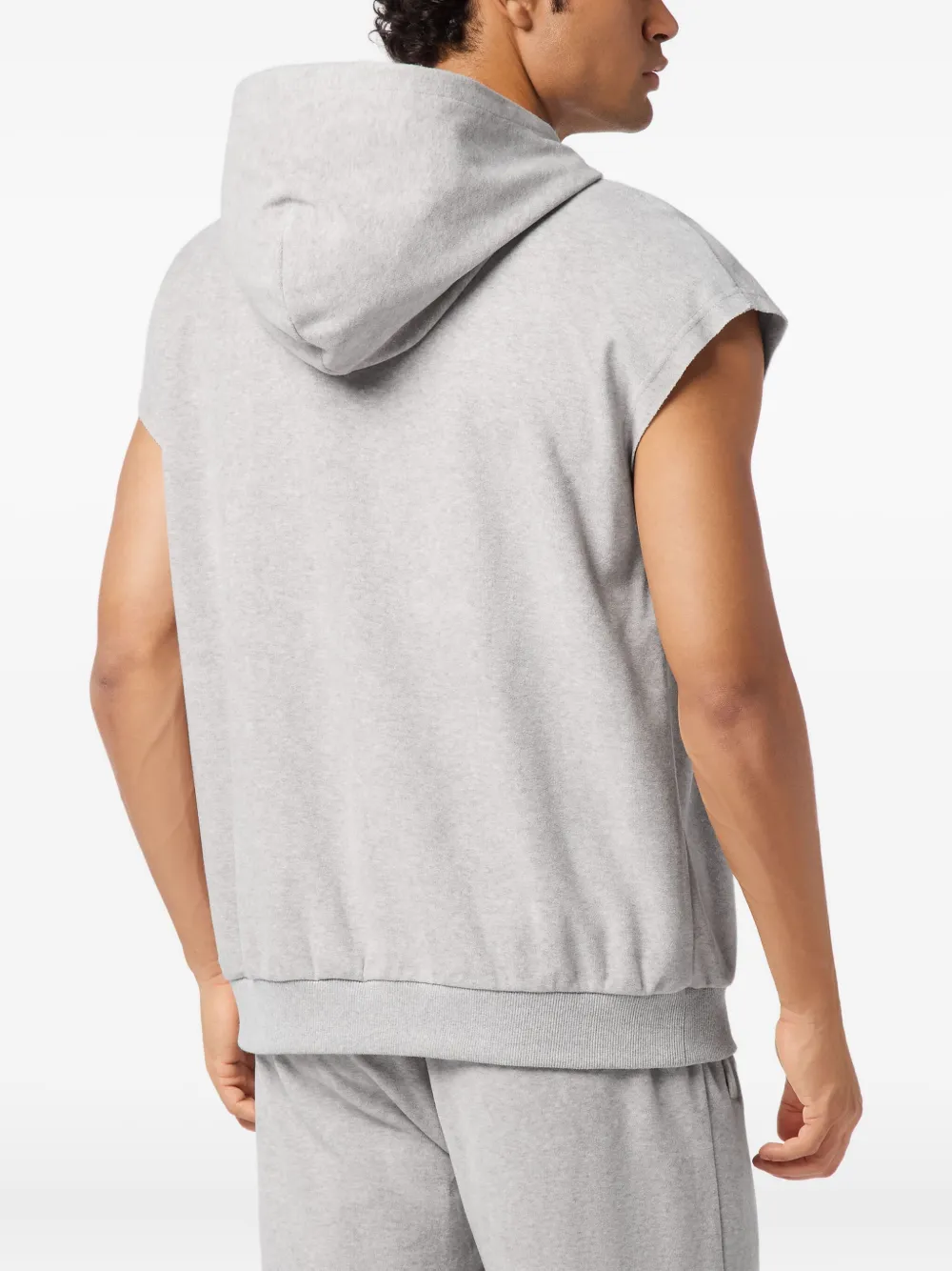 Plein Sport Mouwloze hoodie met logopatch Grijs