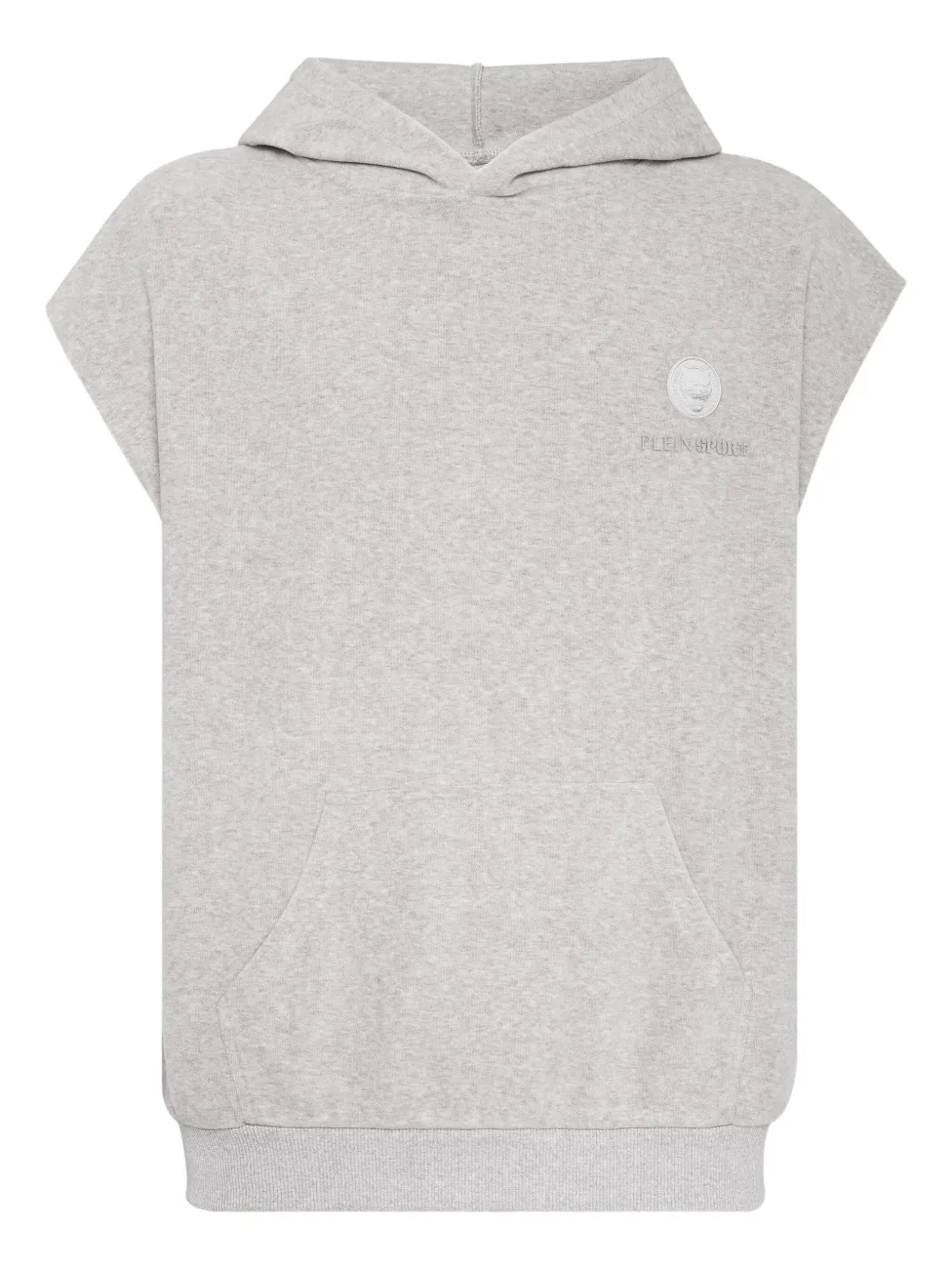 Plein Sport Felpa smanicata con logo e cappuccio - Grigio