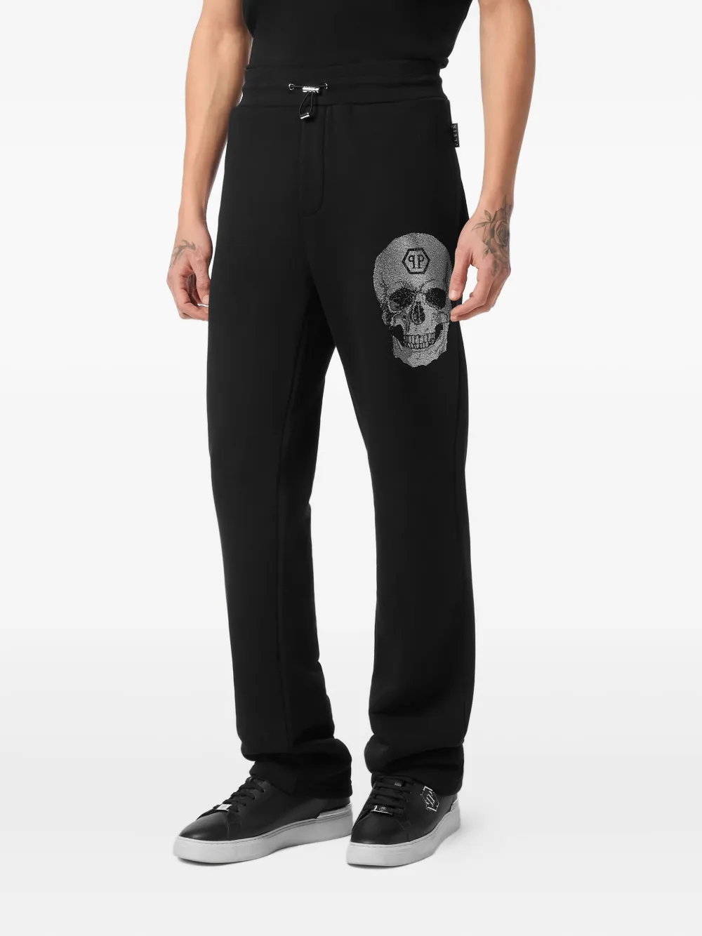 Philipp Plein Trainingsbroek met kristallen doodskop Zwart